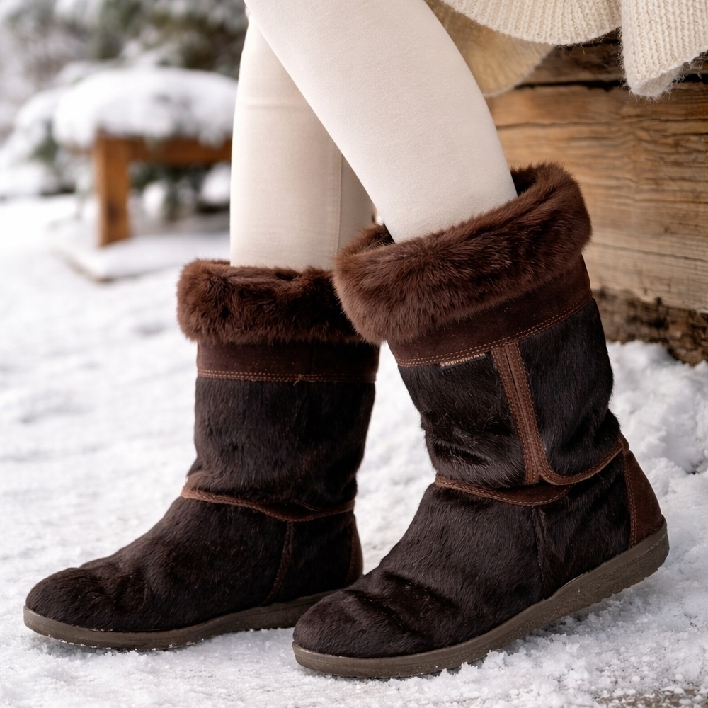 Tecnica Italy Genuine Fur Shearling Lined Winter Boots  EU 40 Après Ski Cozy